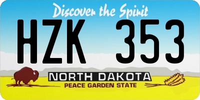 ND license plate HZK353