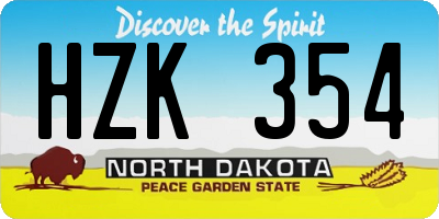 ND license plate HZK354