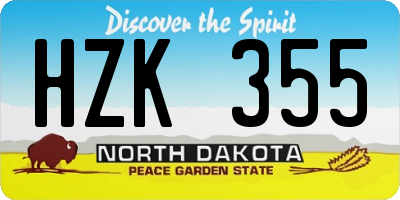 ND license plate HZK355