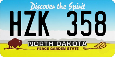 ND license plate HZK358