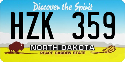 ND license plate HZK359