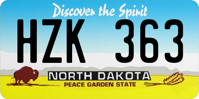 ND license plate HZK363