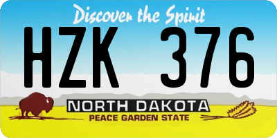 ND license plate HZK376