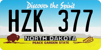 ND license plate HZK377