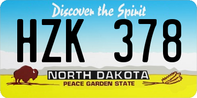 ND license plate HZK378