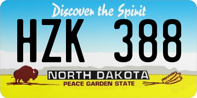 ND license plate HZK388