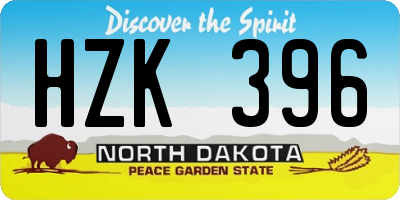 ND license plate HZK396