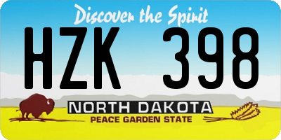 ND license plate HZK398