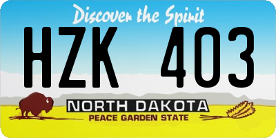 ND license plate HZK403