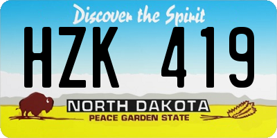 ND license plate HZK419