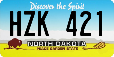 ND license plate HZK421