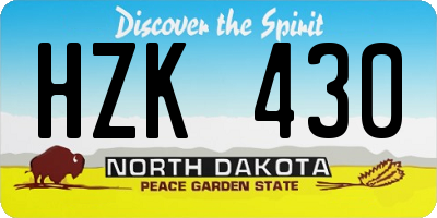 ND license plate HZK430