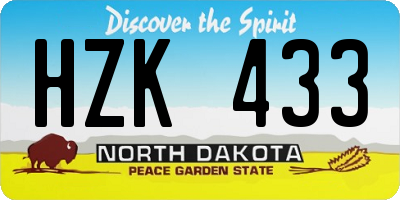 ND license plate HZK433