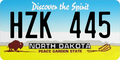 ND license plate HZK445