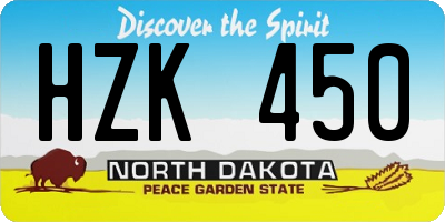 ND license plate HZK450
