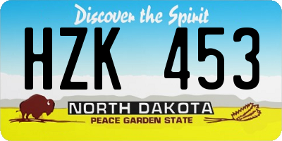 ND license plate HZK453