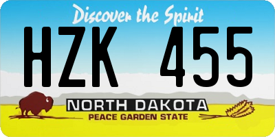 ND license plate HZK455