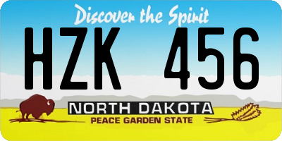 ND license plate HZK456