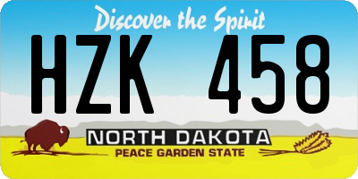 ND license plate HZK458