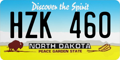ND license plate HZK460