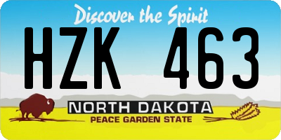 ND license plate HZK463