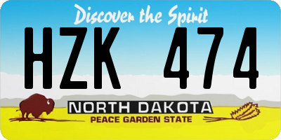 ND license plate HZK474
