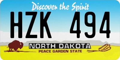 ND license plate HZK494