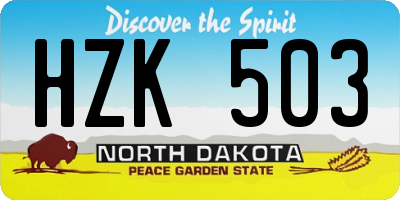 ND license plate HZK503