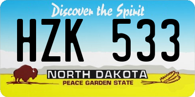 ND license plate HZK533