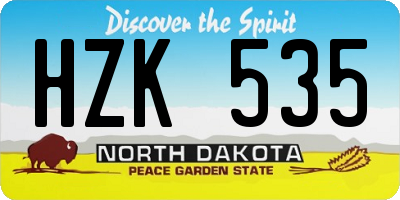 ND license plate HZK535
