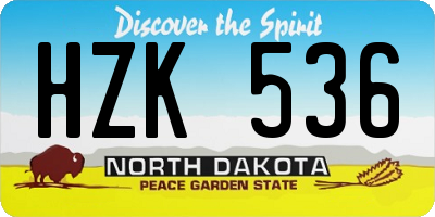 ND license plate HZK536