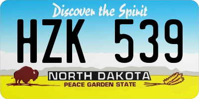 ND license plate HZK539