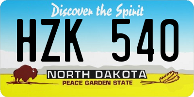 ND license plate HZK540