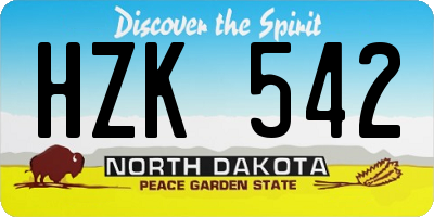 ND license plate HZK542