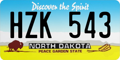 ND license plate HZK543