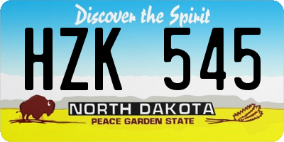 ND license plate HZK545