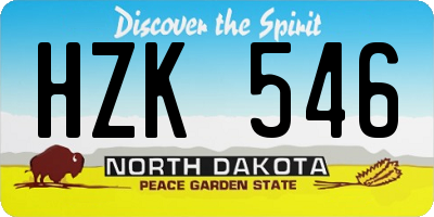 ND license plate HZK546