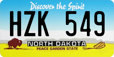 ND license plate HZK549