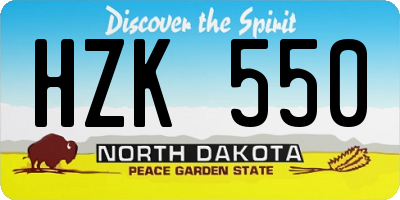 ND license plate HZK550