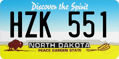 ND license plate HZK551