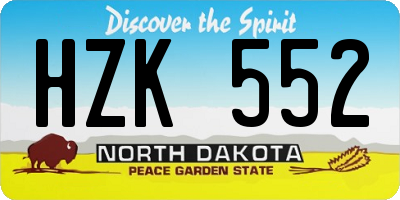 ND license plate HZK552