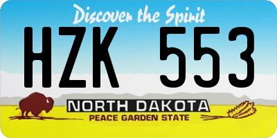 ND license plate HZK553