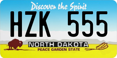ND license plate HZK555