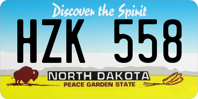 ND license plate HZK558