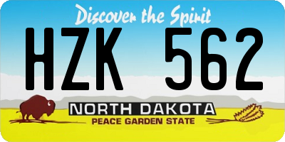 ND license plate HZK562