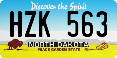 ND license plate HZK563
