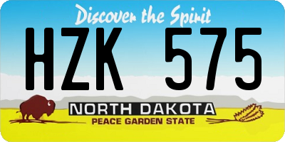 ND license plate HZK575
