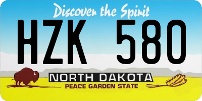 ND license plate HZK580