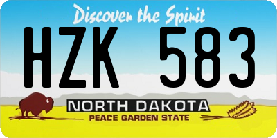 ND license plate HZK583