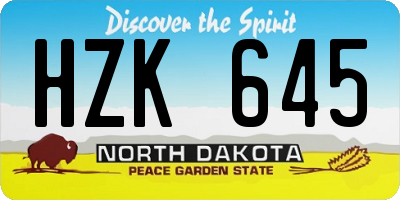 ND license plate HZK645